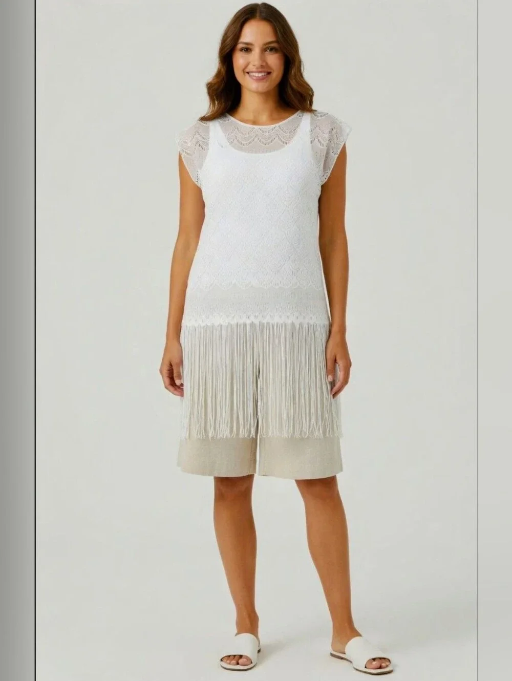 BONGO Lace Beach Cover-Up with Fringe *Size* M - Picture 3 of 12